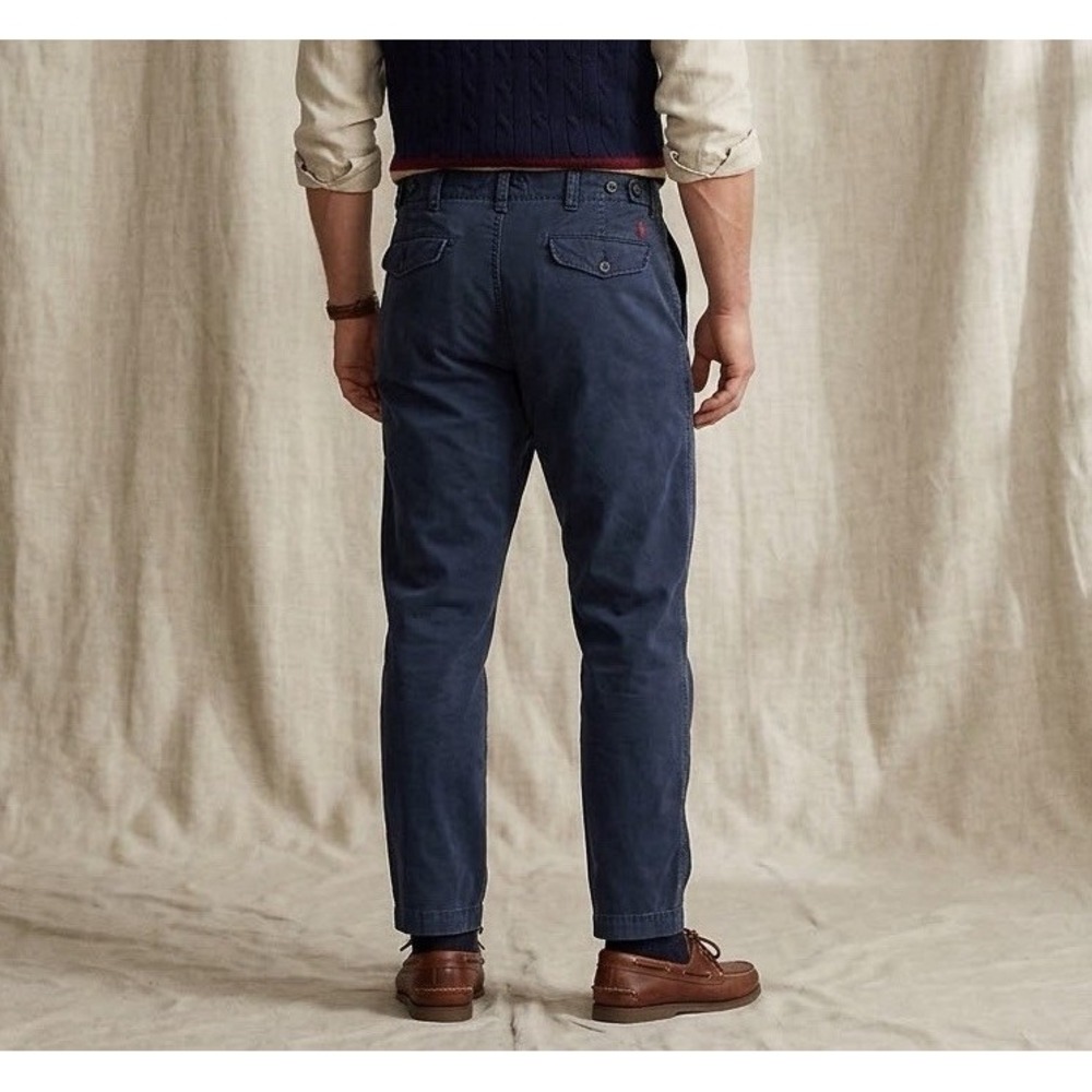 VTG Polo Ralph Lauren Men's Navy Blue Chino Pants 34X30 Fits 33X28 Old Money